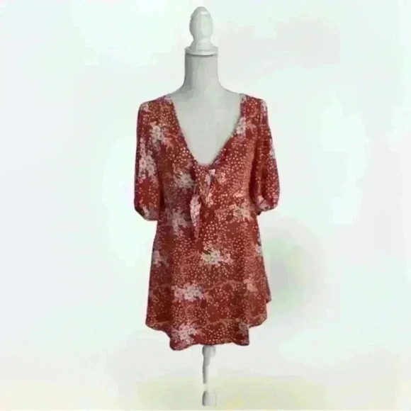 Rust Floral Here Comes The Sun Dress Size Large​ - Picture 1 of 9